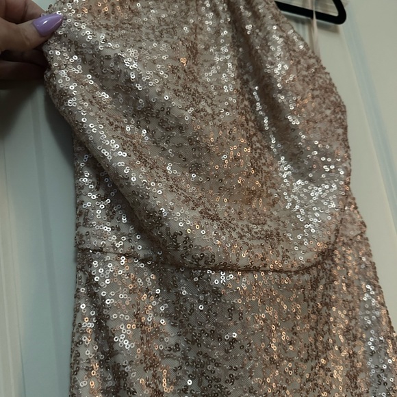 Amsale Chandler Sequin Halter Rose Gold - Picture 6 of 9